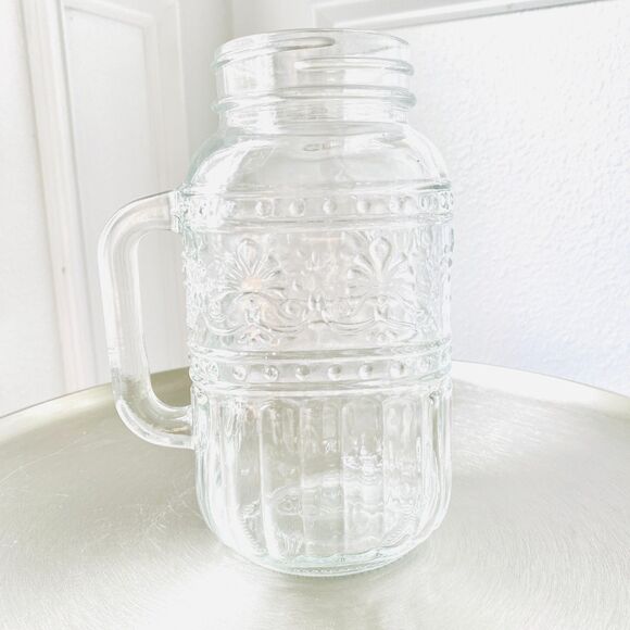 The Pioneer Woman Cassie 32 Oz Clear Glass Mason Jar Mug w/ Handle, Straw & Lid - Picture 8 of 13